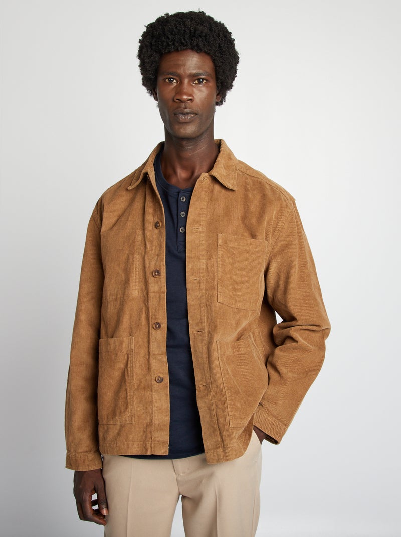 Surchemise regular en velours Marron - Kiabi