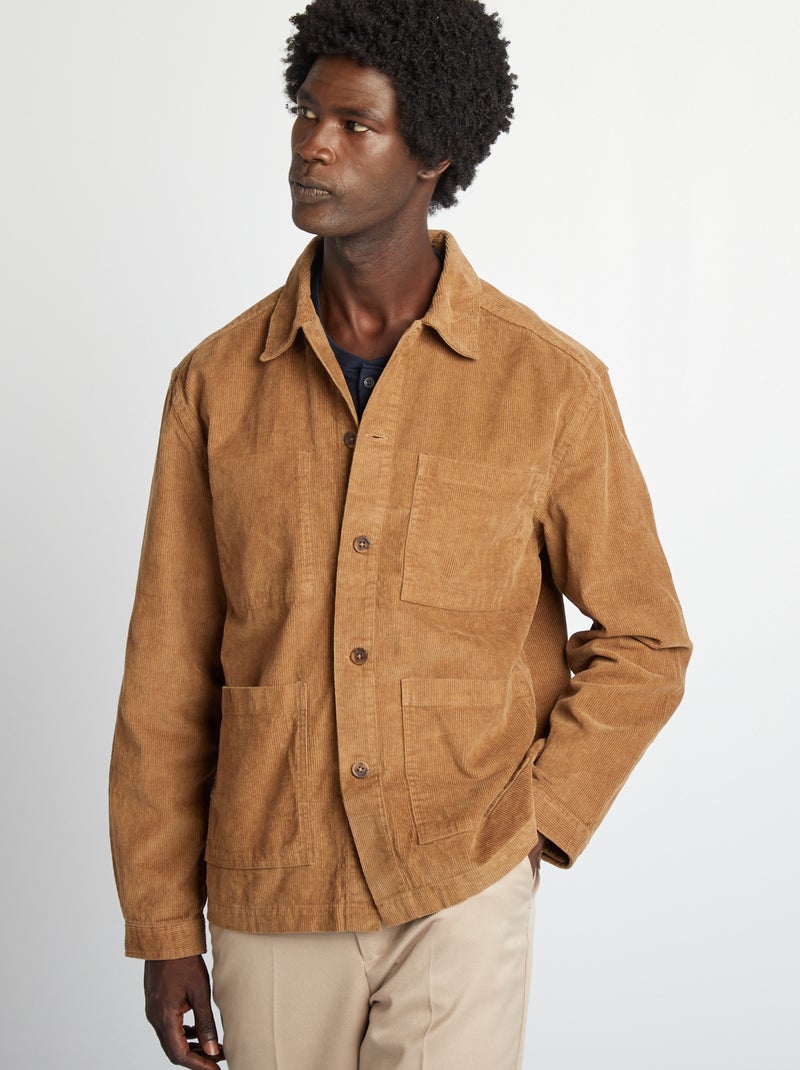 Surchemise regular en velours Marron - Kiabi