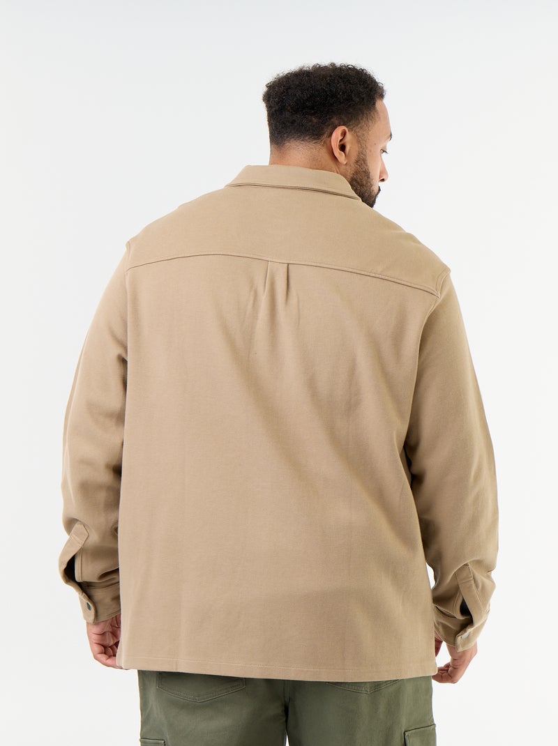 Surchemise unie en maille piquée Beige - Kiabi