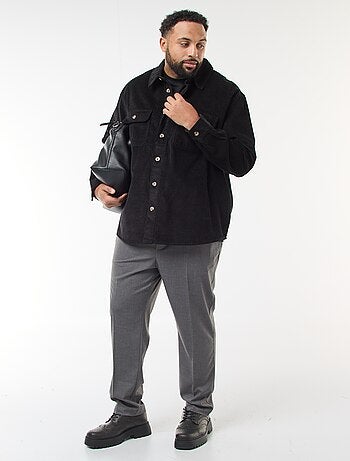 Surchemise unie en velours avec poches plaquées