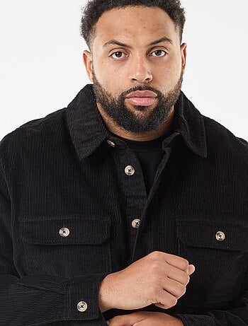 Surchemise unie en velours avec poches plaquées