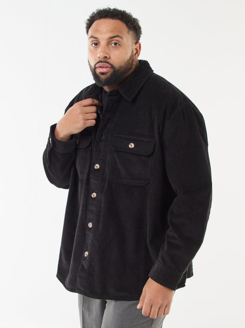 Surchemise unie en velours avec poches plaquées - Kiabi