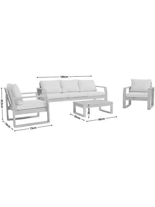 SURIN Salon de jardin 5 places en acacia - Kiabi