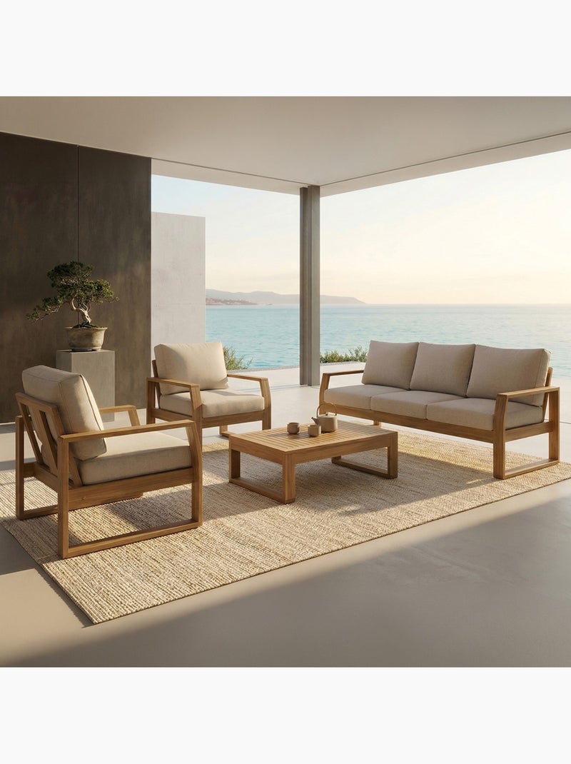 SURIN Salon de jardin 5 places en acacia Marron - Kiabi