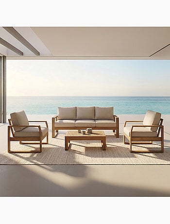 SURIN Salon de jardin 5 places en bois d’acacia