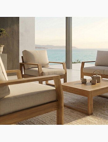 SURIN Salon de jardin 5 places en bois d’acacia