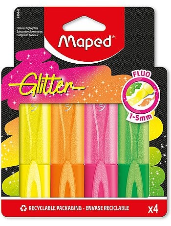 Surligneurs fluo glitter pointe biseautée