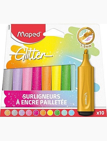 Surligneurs fluo glitter pour l'école