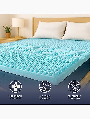 Surmatelas - the white stone - breeze - 9 zones - 5 cm - housse pure by heiq déhoussable
