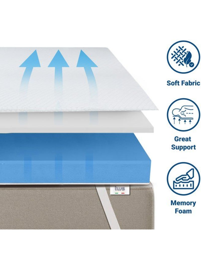 Surmatelas - the white stone - surmatelas ergonomique - 180 x 290 cm - 6 cm - déhoussable lavable Blanc - Kiabi