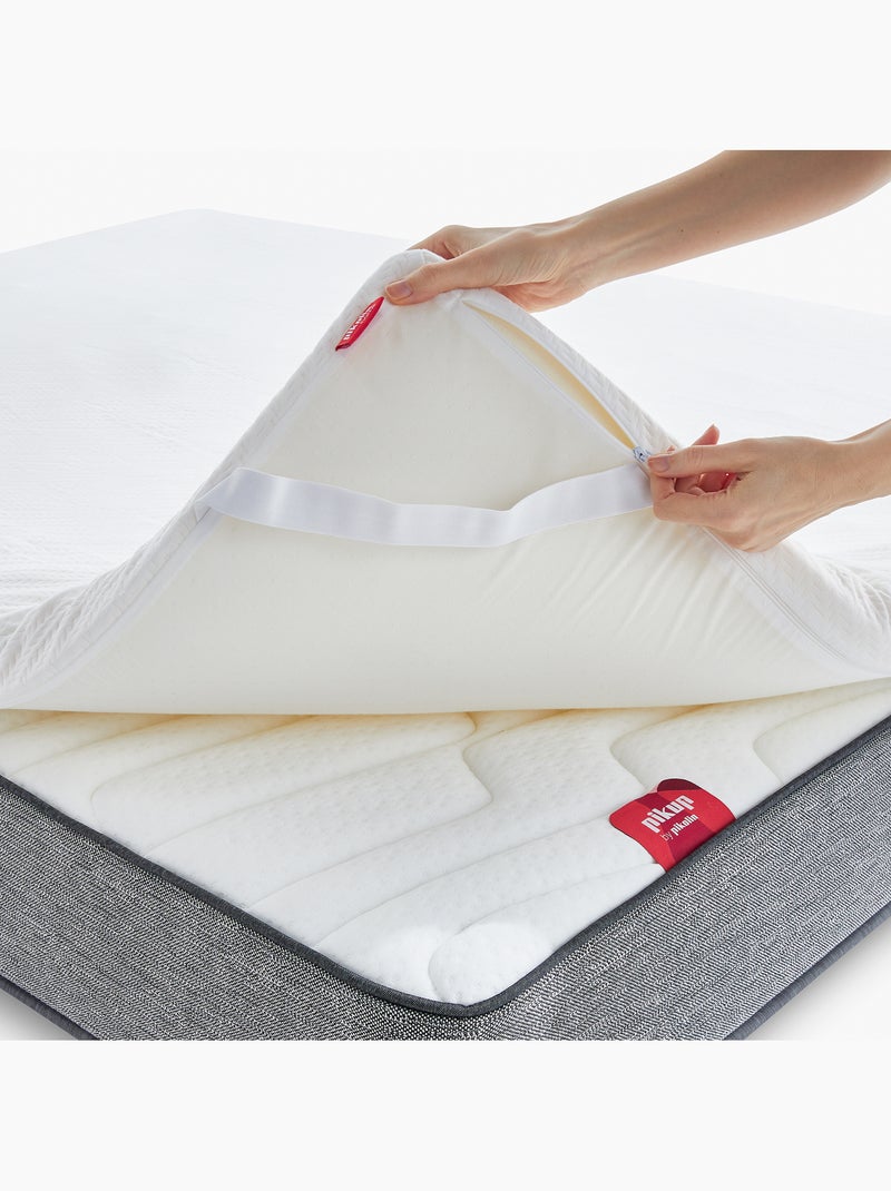 Surmatelas à Mémoire de Forme Multizone 7 cm Respirant Blanc - Kiabi