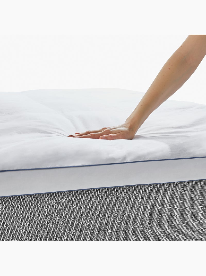 Surmatelas en Duvet Naturel 5 cm Housse 100% Coton Blanc - Kiabi