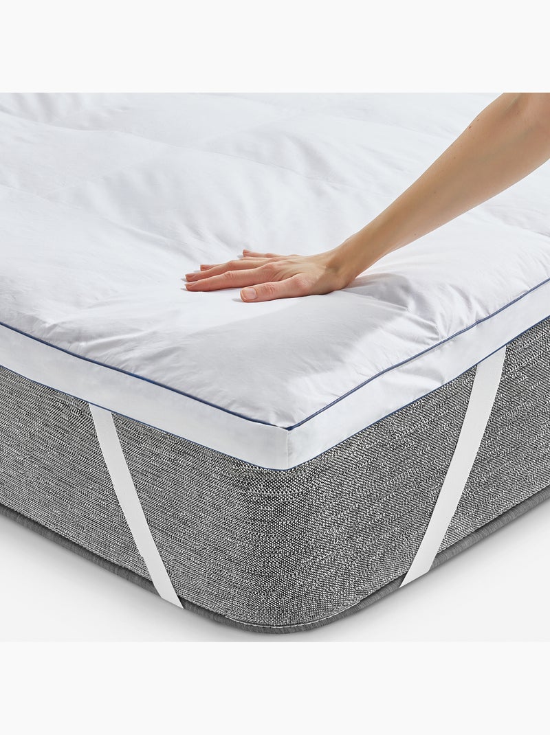 Surmatelas en Duvet Naturel 5 cm Housse 100% Coton Blanc - Kiabi