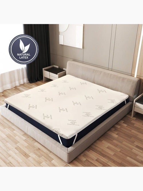 Surmatelas en Latex - THE WHITE STONE - Tissu en Bambou - Déhoussable - Kiabi Surmatelas en Latex - THE WHITE STONE - Tissu en Bambou - Déhoussable - Kiabi