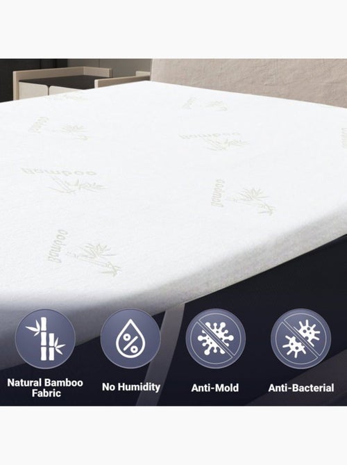 Surmatelas en Latex - THE WHITE STONE - Tissu en Bambou - Déhoussable - Kiabi Surmatelas en Latex - THE WHITE STONE - Tissu en Bambou - Déhoussable - Kiabi