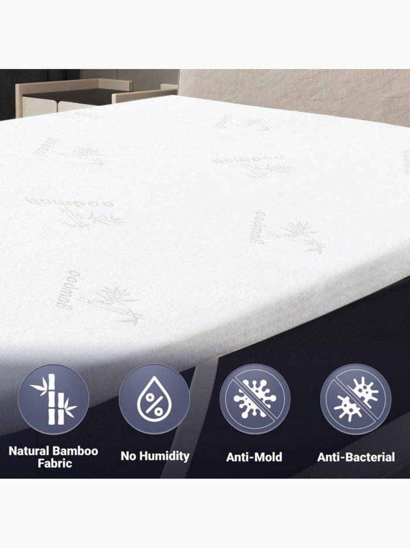 Surmatelas en Latex - THE WHITE STONE - Tissu en Bambou - Déhoussable Blanc - Kiabi
