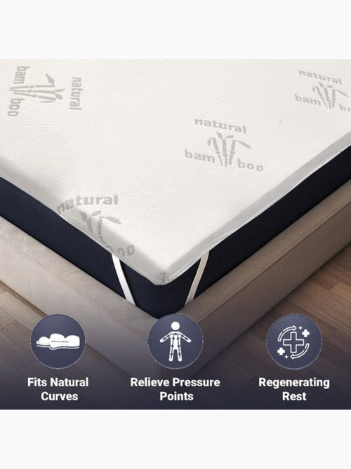 Surmatelas en Latex - THE WHITE STONE - Tissu en Bambou - Déhoussable - Kiabi Surmatelas en Latex - THE WHITE STONE - Tissu en Bambou - Déhoussable - Kiabi