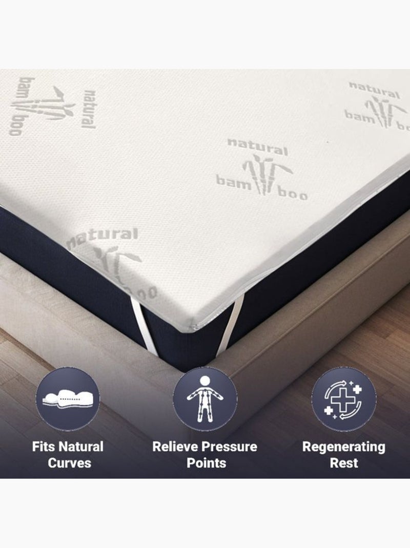 Surmatelas en Latex - THE WHITE STONE - Tissu en Bambou - Déhoussable Blanc - Kiabi