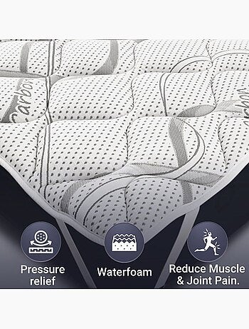 Surmatelas Ergonomique - THE WHITE STONE - Topper Carbon - Mémoire de forme