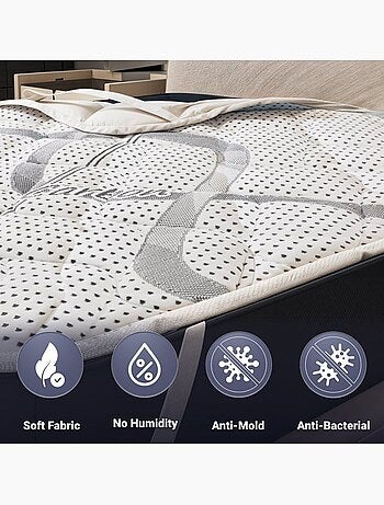 Surmatelas Ergonomique - THE WHITE STONE - Topper Carbon - Mémoire de forme