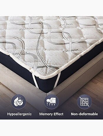Surmatelas Ergonomique - THE WHITE STONE - Topper Carbon - Mémoire de forme