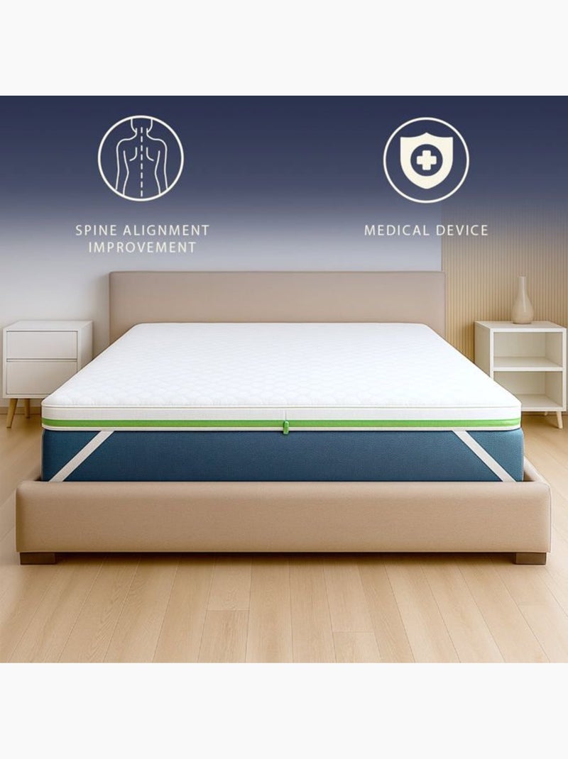 Surmatelas mémoire de forme - the white stone - breeze - 160x200 cm - 5 cm - housse pure by heiq Blanc - Kiabi