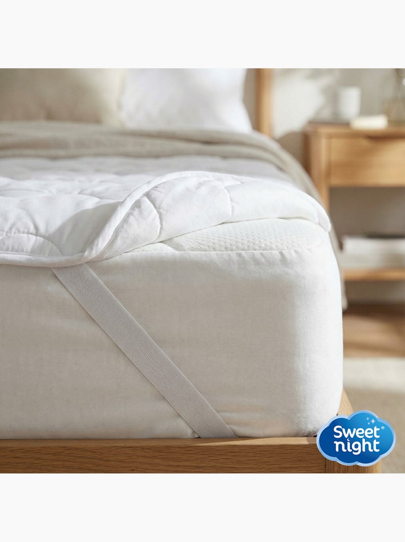Surmatelas Moelleux - Protege Matelas Impermeable - 4 Coins Elastiques - Traitement Anti-Acarien Blanc - Kiabi