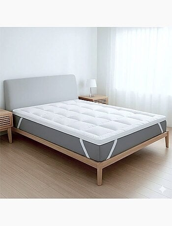 Surmatelas rembourré - the white stone - 800 g/m² billes de ouate - 10 cm