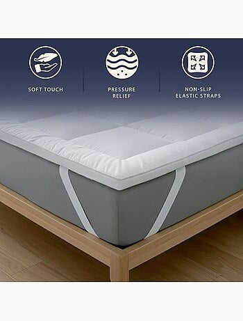 Surmatelas rembourré - the white stone - 800 g/m² billes de ouate - 10 cm