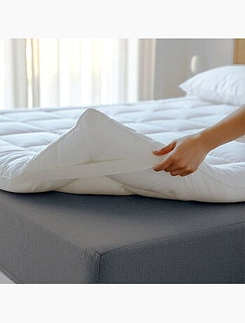 Surmatelas rembourré - the white stone - 800 g/m² billes de ouate - 10 cm