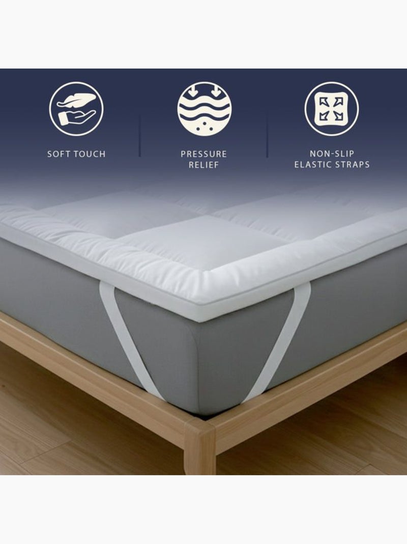 Surmatelas rembourré - THE WHITE STONE - 800 g/m² billes de ouate - 10 cm Blanc - Kiabi