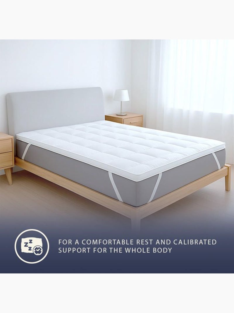 Surmatelas rembourré - THE WHITE STONE - 800 g/m² billes de ouate - 10 cm Blanc - Kiabi