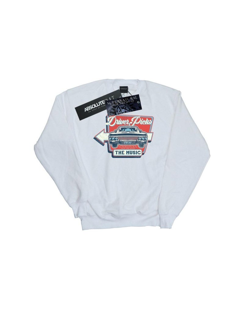 Surnaturel - Sweat DRIVER PICKS THE MUSIC Blanc - Kiabi