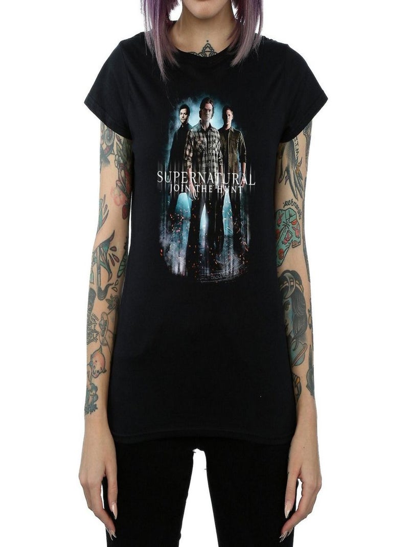 Surnaturel - T-shirt (Castiel, Dean Winchester, Sam Winchester) Noir - Kiabi