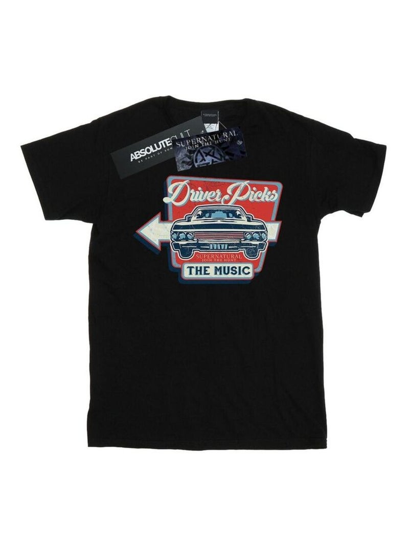 Surnaturel - T-shirt DRIVER PICKS THE MUSIC Noir - Kiabi