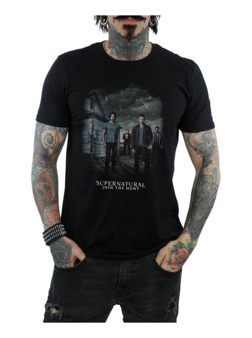 Surnaturel - T-shirt motif/style Pluie de météores (Castiel, Crowley, Dean, Sam Winchester) - Kiabi