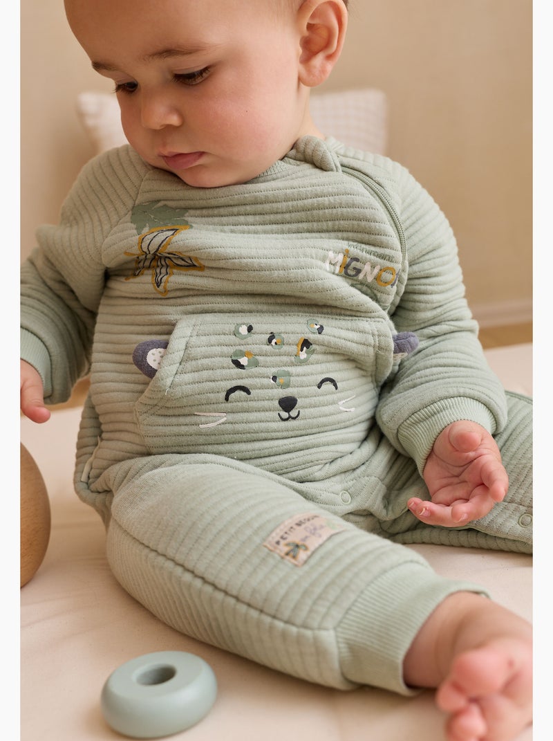 Surpyjama bébé en coton matelassé Boavista Kaki - Kiabi