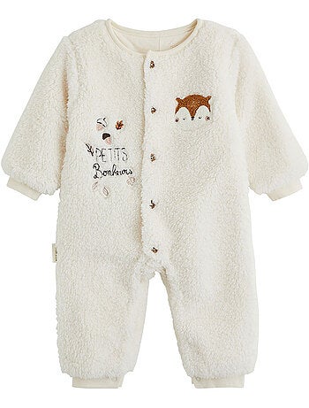 Surpyjama bébé en sherpa caramel