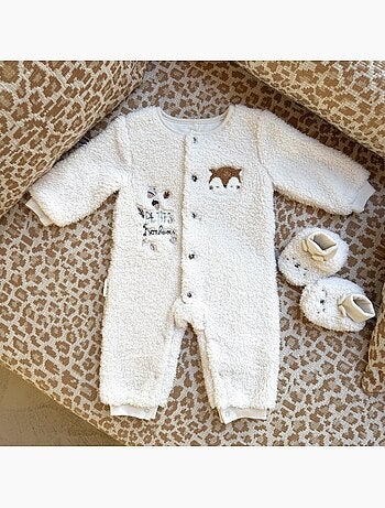 Surpyjama bébé en sherpa caramel