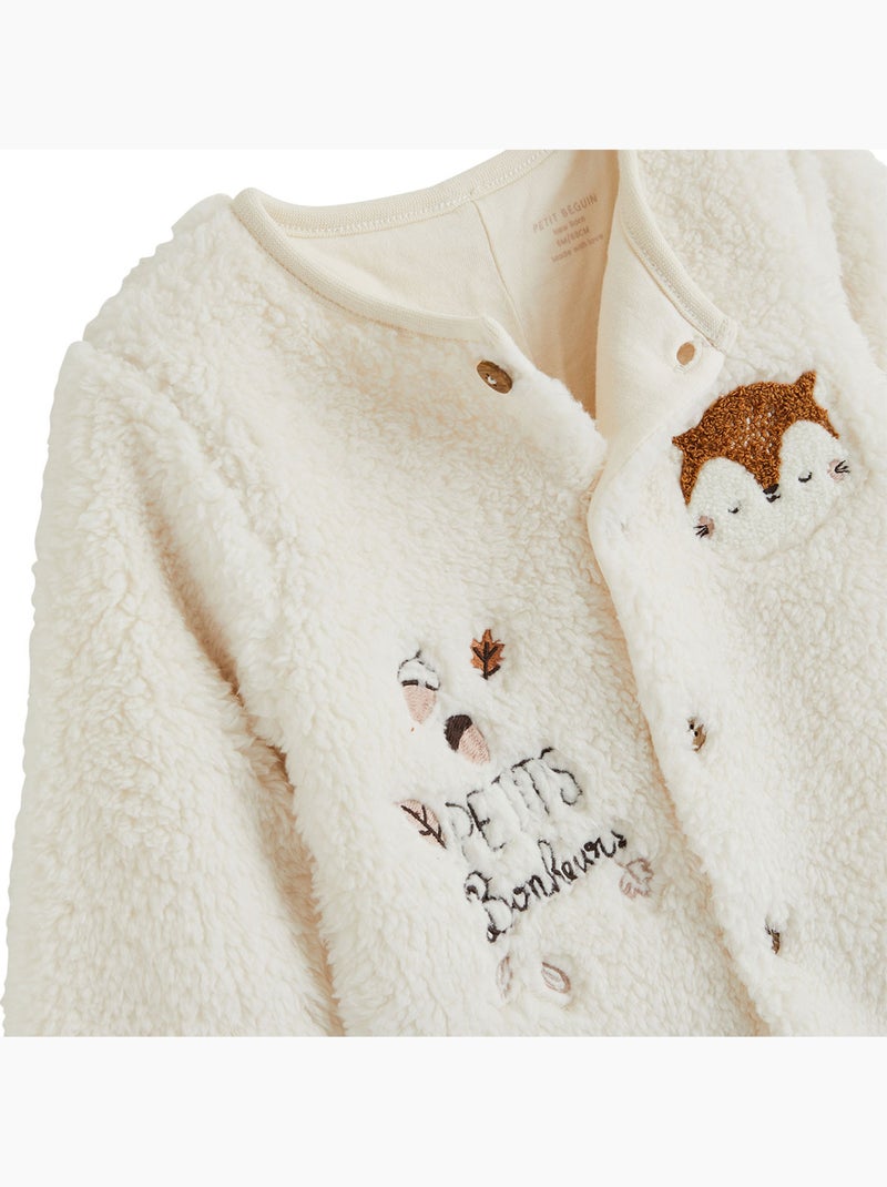 Surpyjama bébé en sherpa caramel Ecru - Kiabi