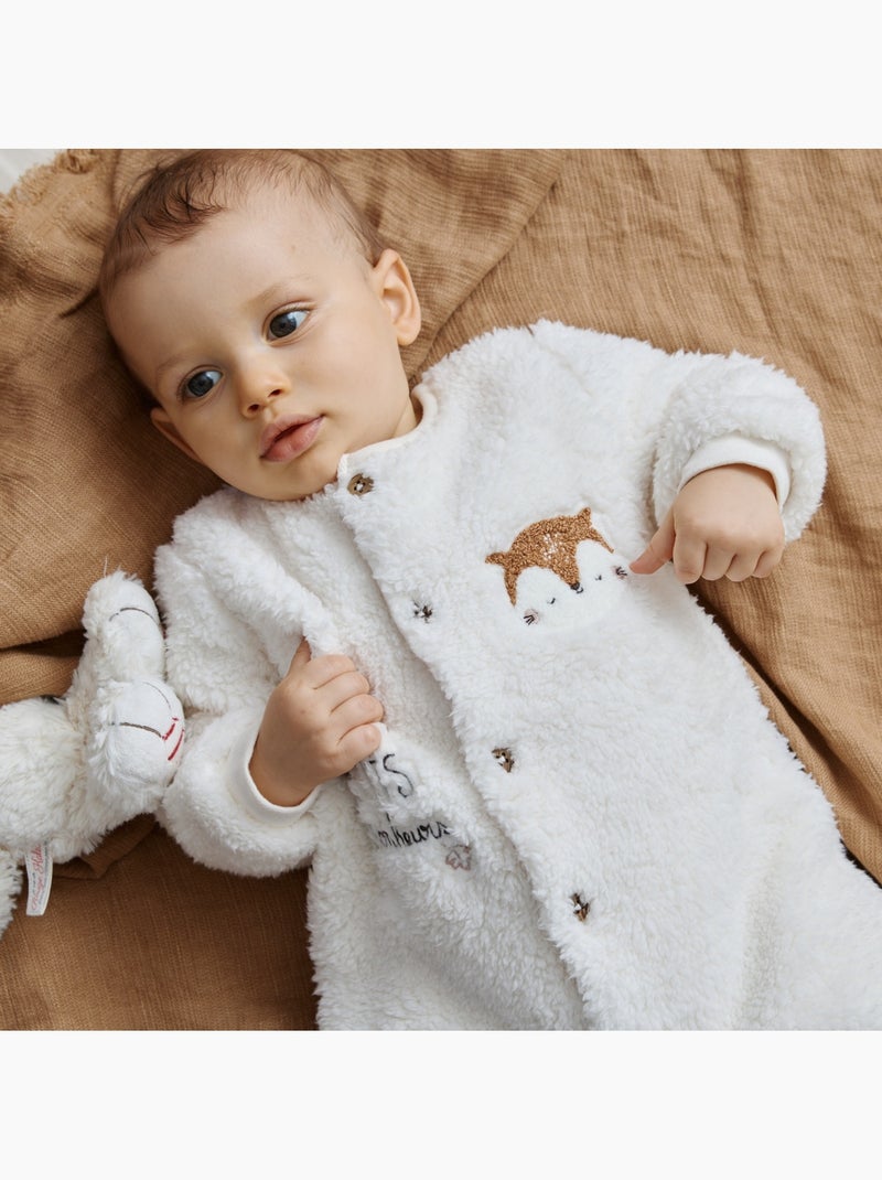 Surpyjama bébé en sherpa caramel Ecru - Kiabi