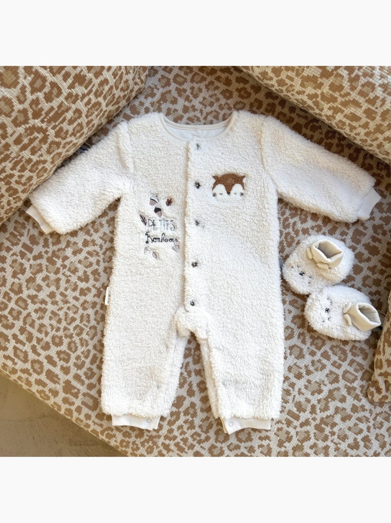 Surpyjama bébé en sherpa caramel Ecru - Kiabi