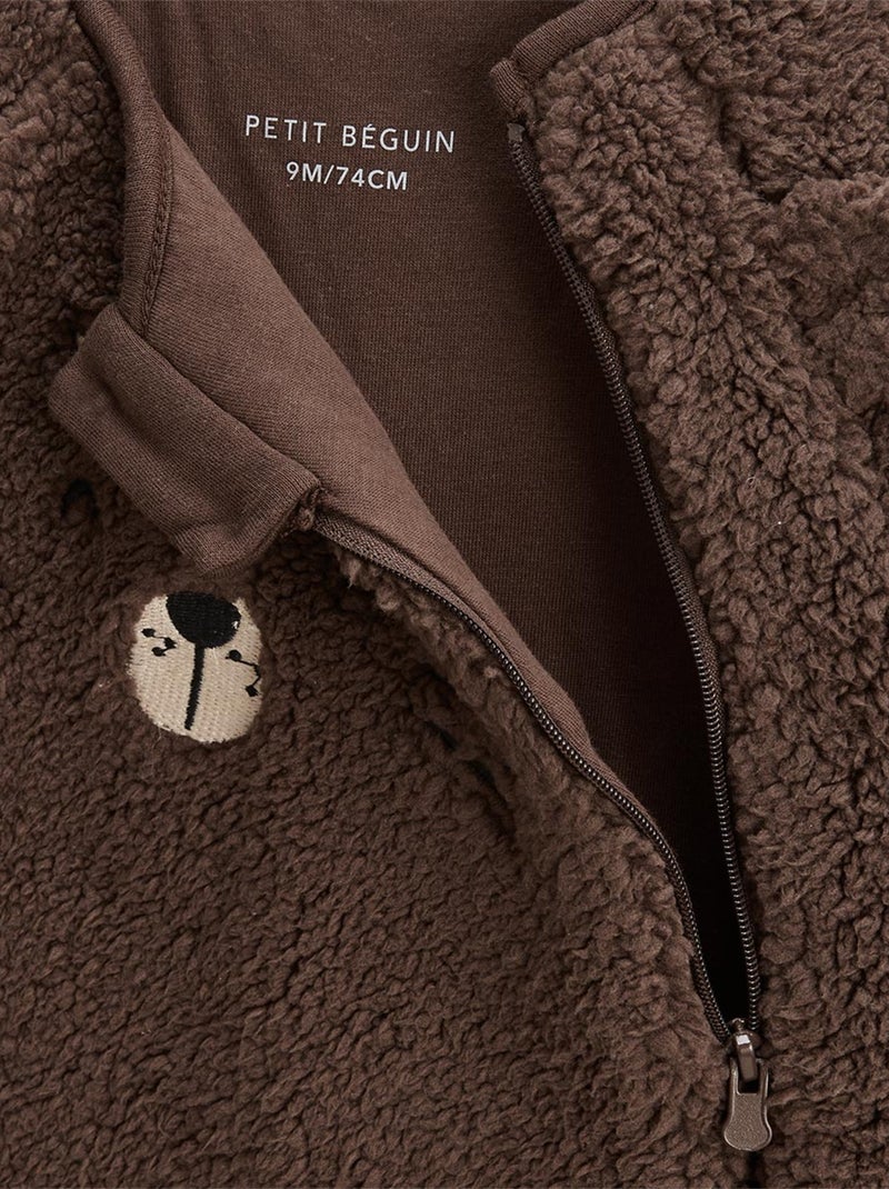 Surpyjama bébé en sherpa Cracotte Marron - Kiabi