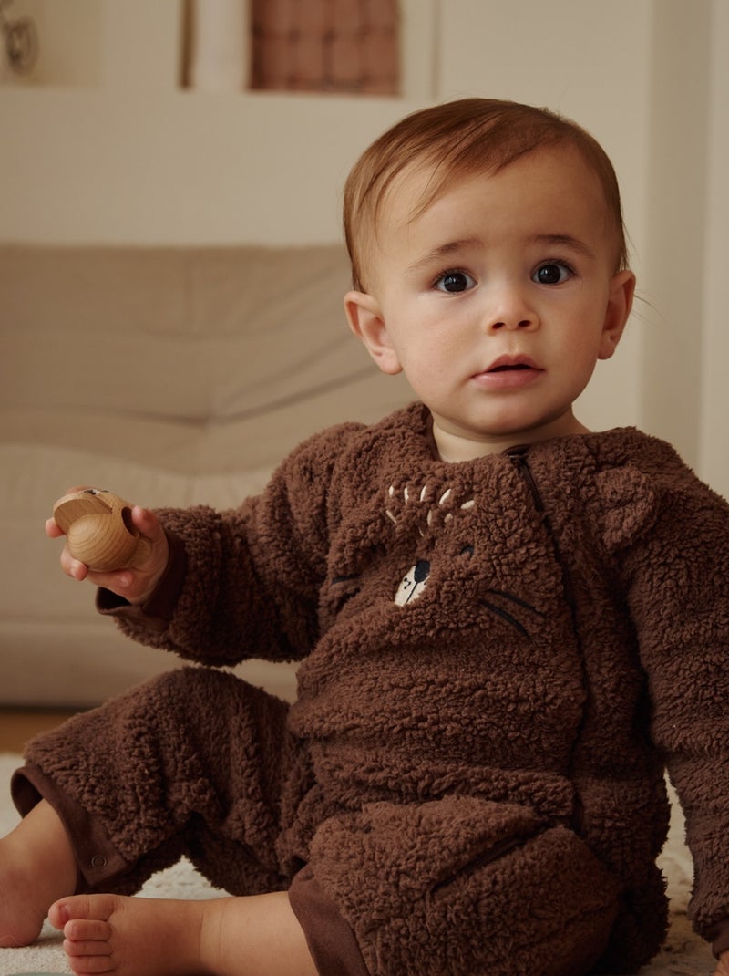 Surpyjama bébé en sherpa Cracotte Marron - Kiabi
