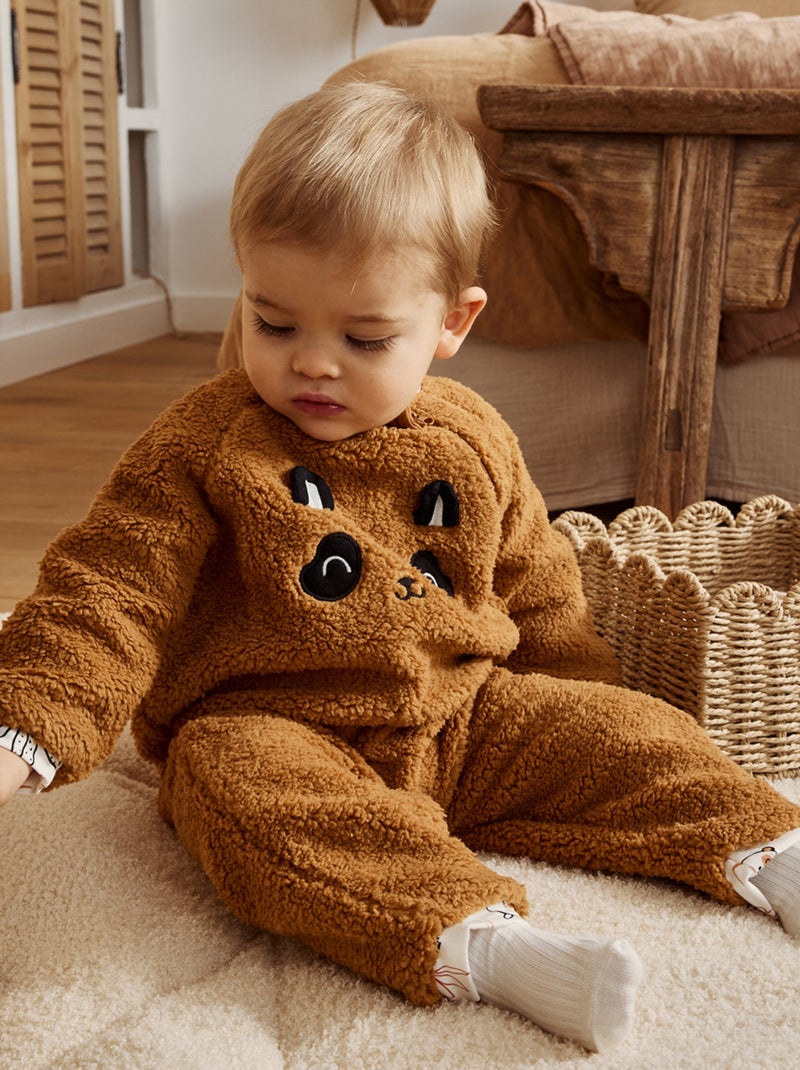 Surpyjama bébé en sherpa Maloueg Camel - Kiabi