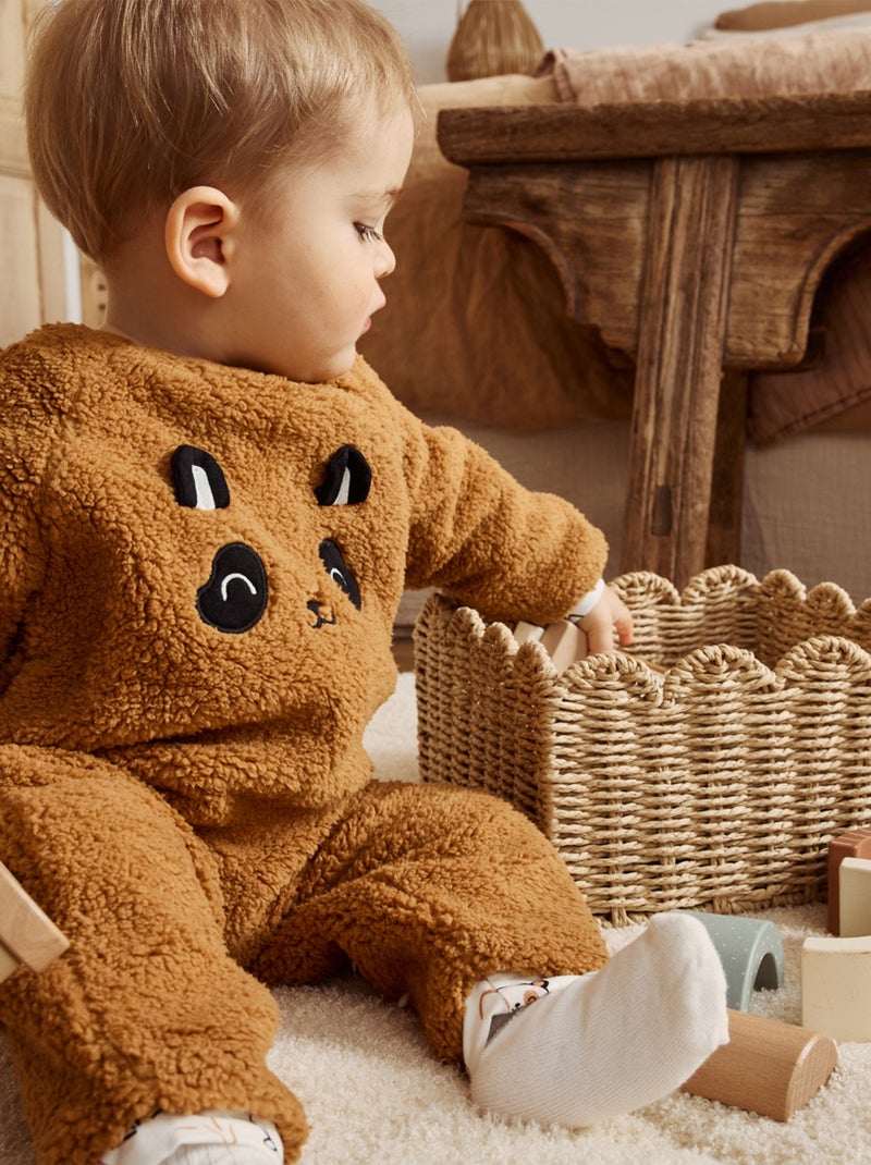 Surpyjama bébé en sherpa Maloueg Camel - Kiabi