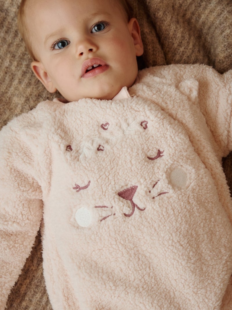 Surpyjama bébé en sherpa Matcha Rose - Kiabi
