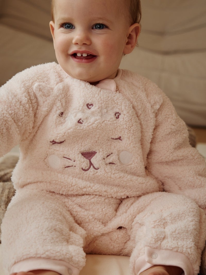Surpyjama bébé en sherpa Matcha Rose - Kiabi
