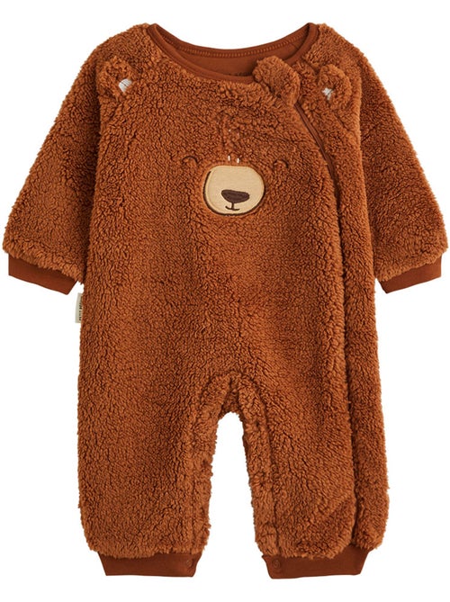 Surpyjama bébé en sherpa moka - Kiabi