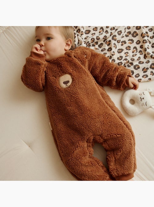 Surpyjama bébé en sherpa moka - Kiabi
